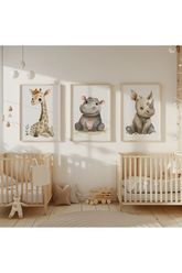 Safari Hayvan Tasarımlı 3'lü Poster Seti