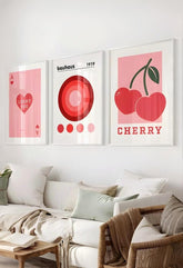 Retro Kırmızı Tatlı 3'lü Poster Seti