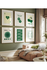 Retro Yeşil Temalı 6'lü Poster Seti