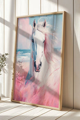 Renkli Sahildeki At Yağlı Boya Tarzı Şık Tablo