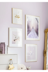 Prenses ve Unicornu Estetik 4'lü Poster Seti