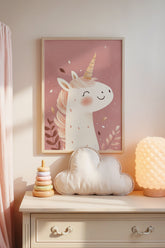 Tatlı Unicorn Çocuk Odası Dekoru, El Yapımı Görünümlü İskandinav Tablo