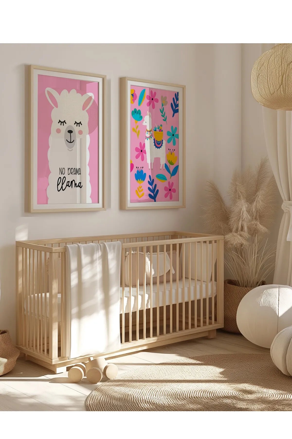 Pembe Tatlı Lamalar 2'li Sevimli Hayvan Poster Seti