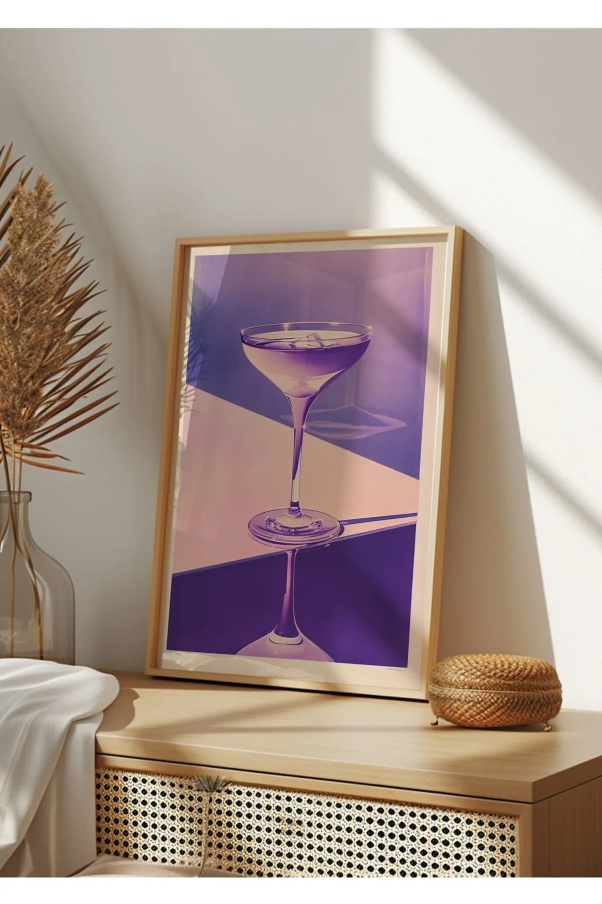 Eflatun Temalı  Vintage Tarzı Modern Kokteyl Tablosu