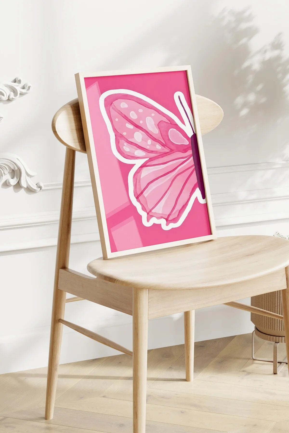Pembe Sevimli Kelebek 2'li Estetik Poster Seti