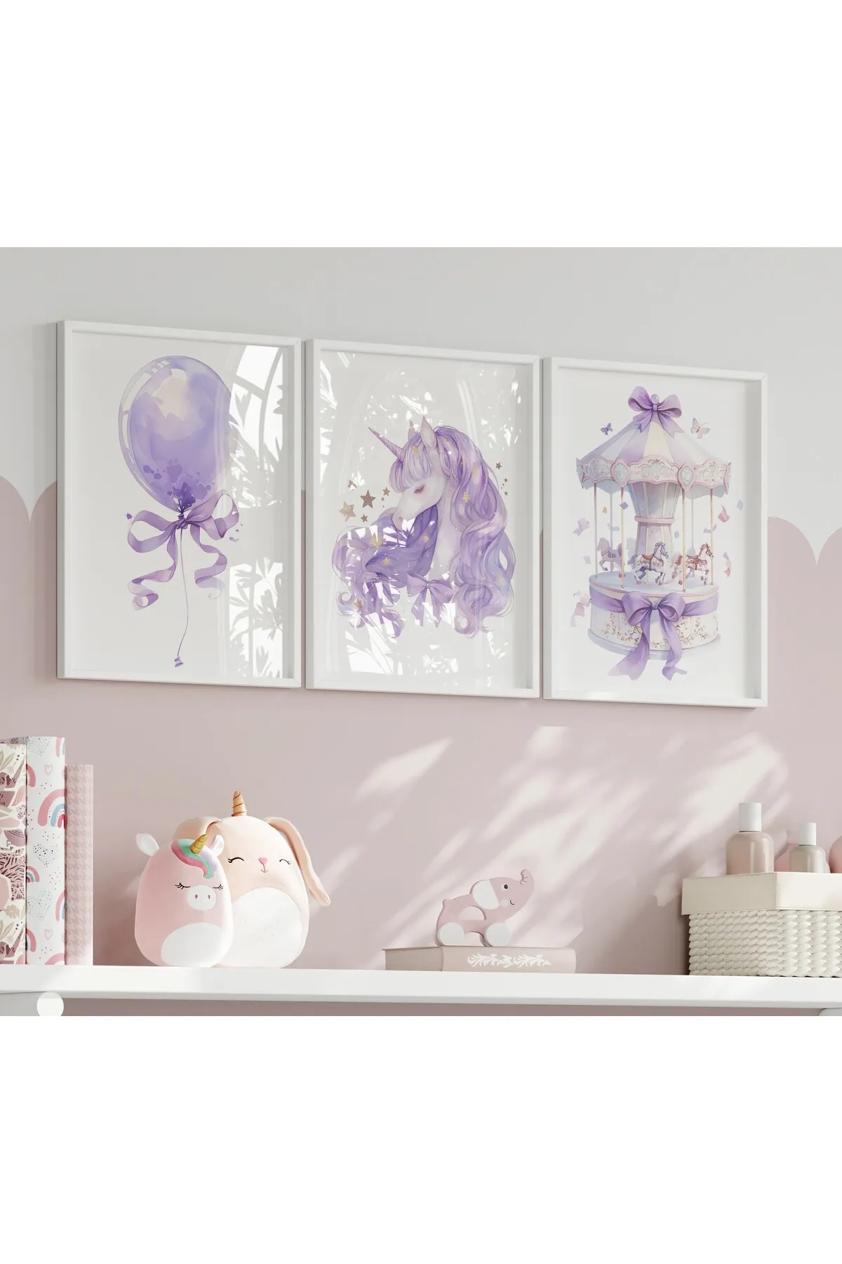 Lavanta Moru Unicorn 3'lü Poster Seti