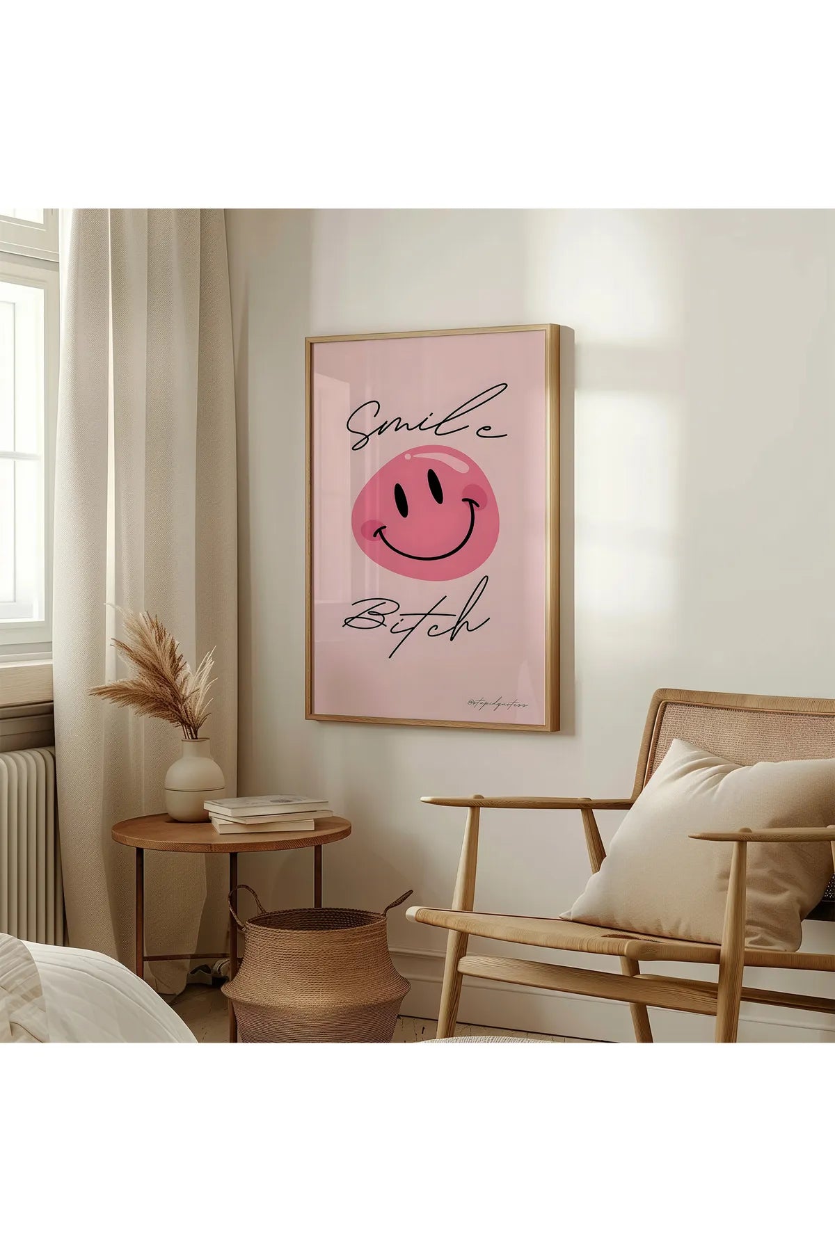 Pembe Estetik Smile Gif Pozitif 3'lü Poster Seti