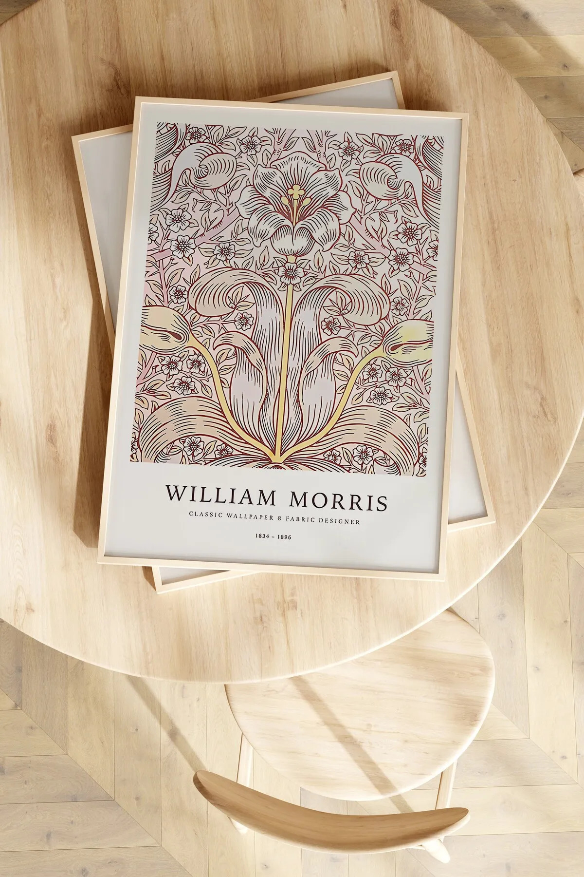 Fabric Designer [William Morris] - Botanik Temalı Bej Duvar Tablosu