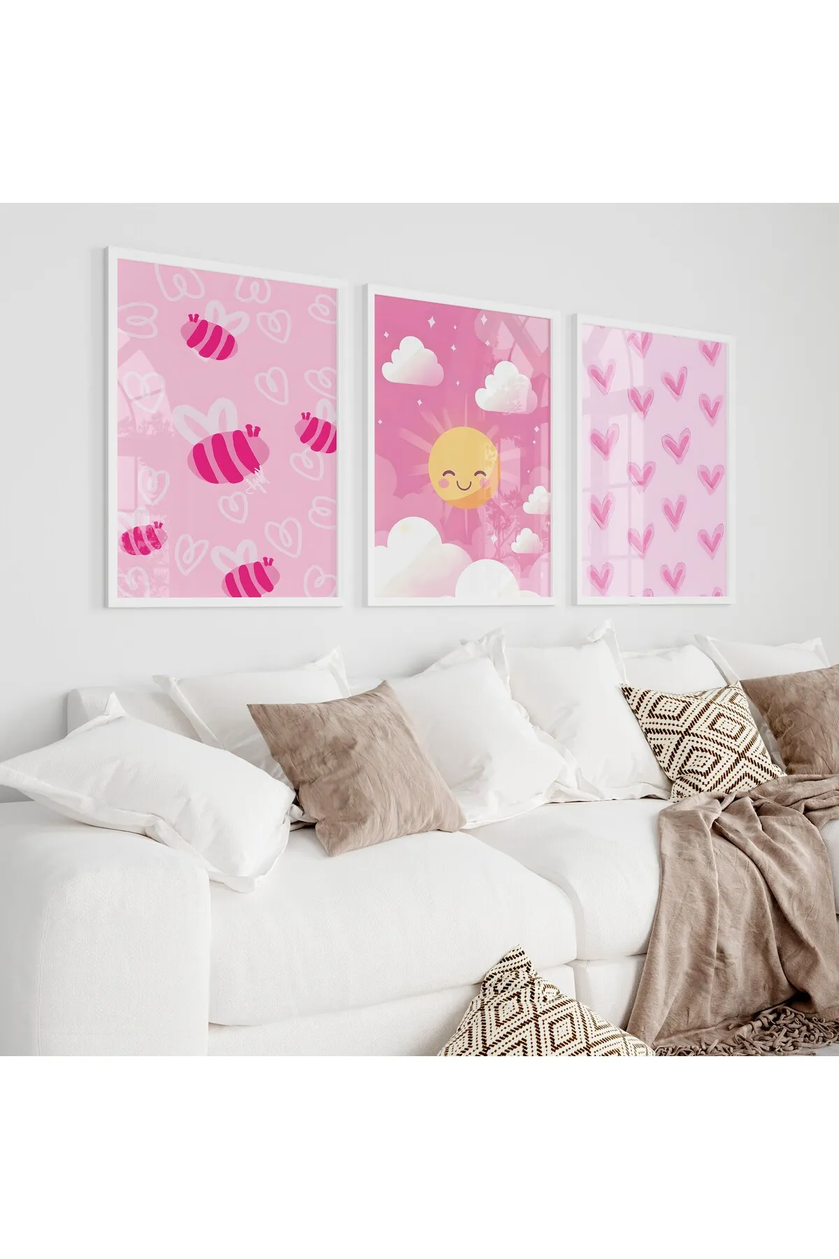 Sevimli ve Estetik Pembe Temalı 3'lü Poster Seti