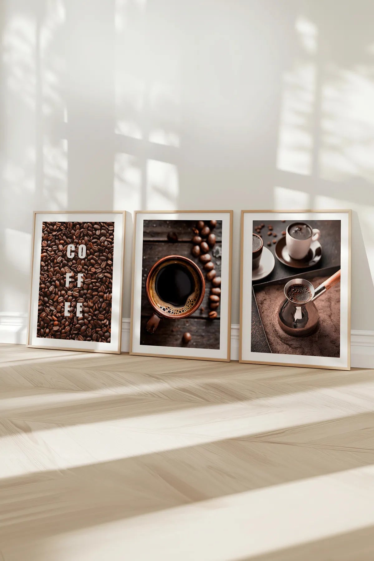 Coffee Beans & Coffee Modern Tarz 3'lü Şık Tablo