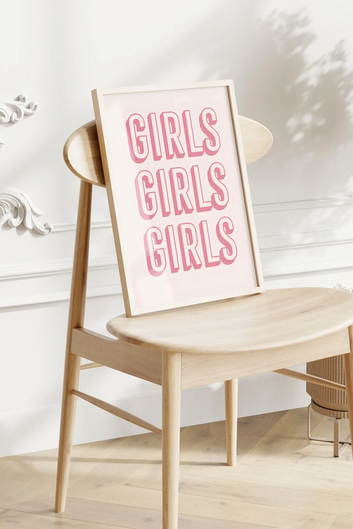 Pembe Parlak Patenli 3'lü Poster Seti