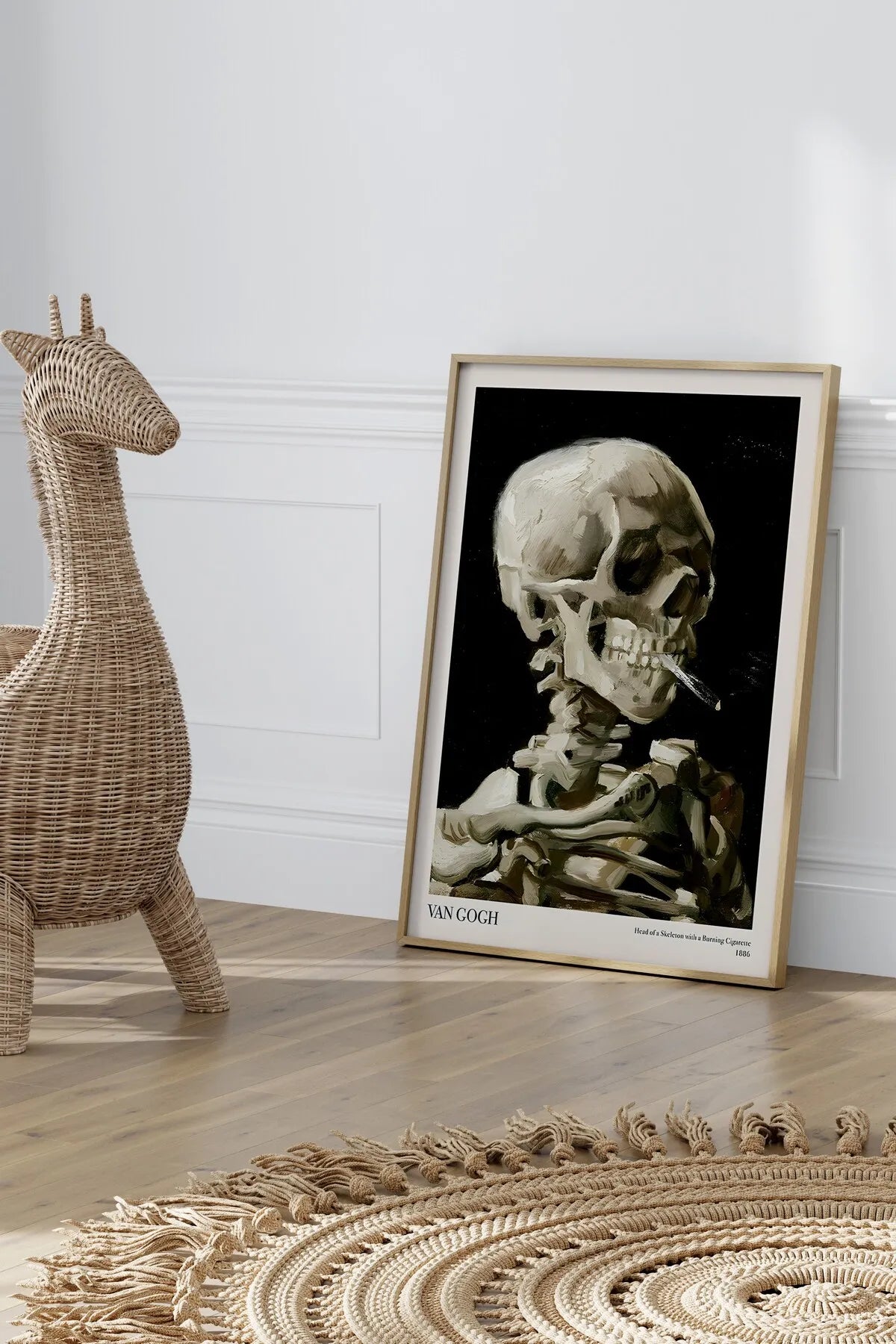 Head Of a Skeleton With a Burning Cigarette [Van Gogh] - Modern Estetik Tablo
