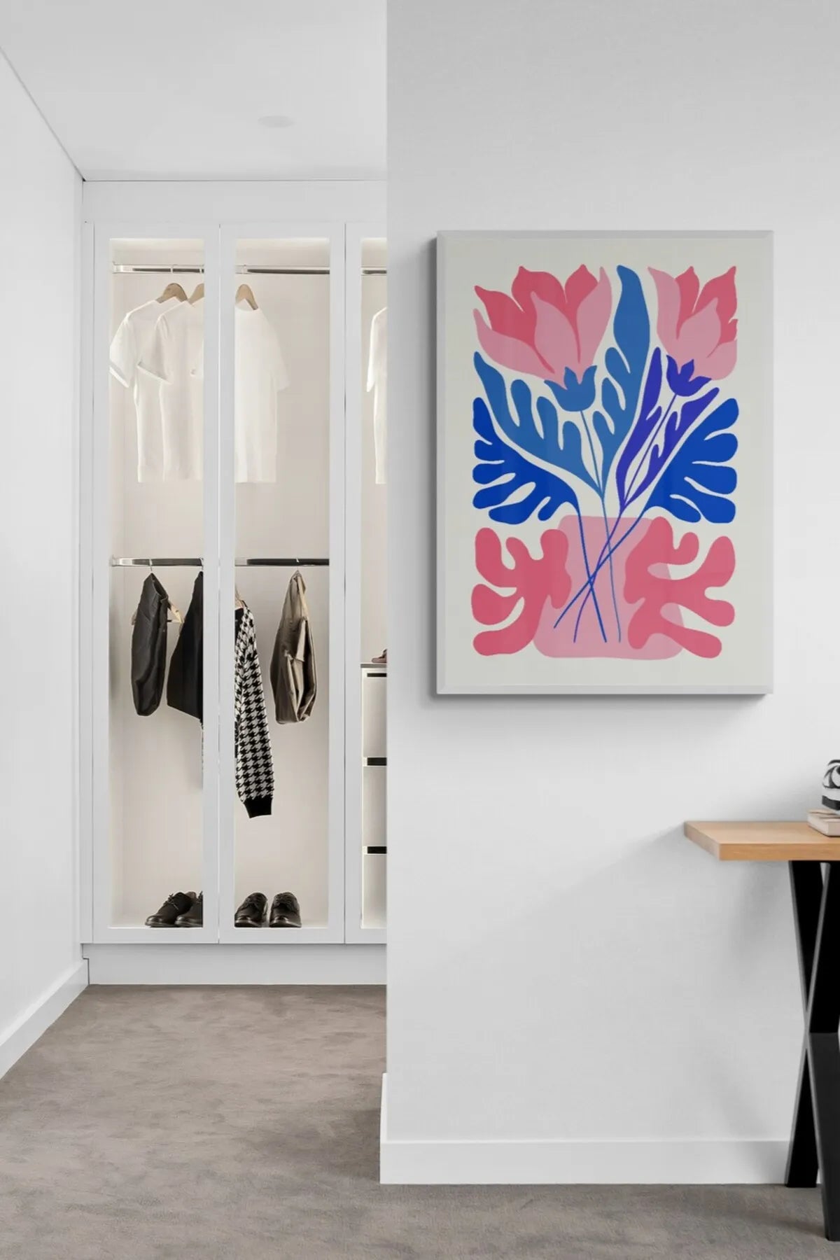 Estetik Çiçek Temalı Pembe - Turkuaz Botanik Posteri [Henri Matisse]