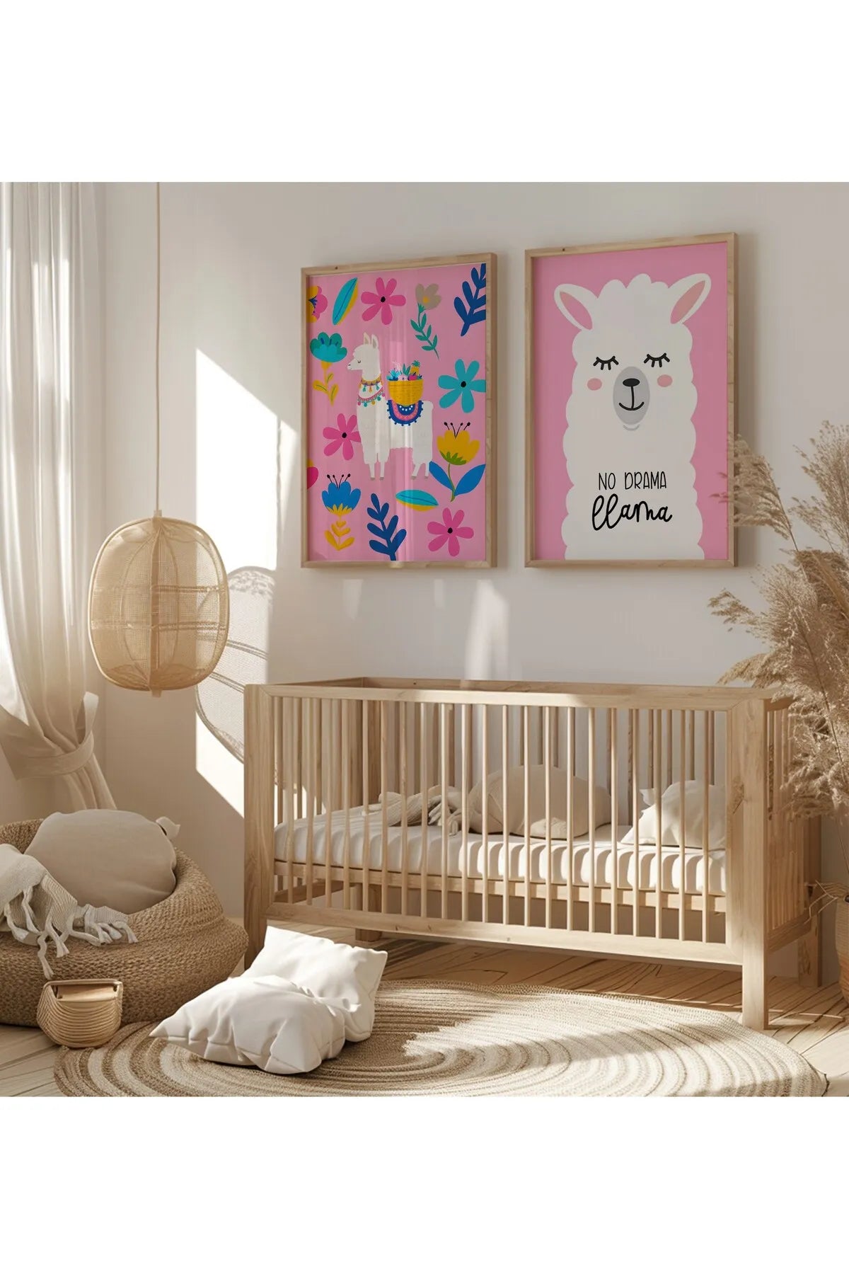 Pembe Tatlı Lamalar 2'li Sevimli Hayvan Poster Seti