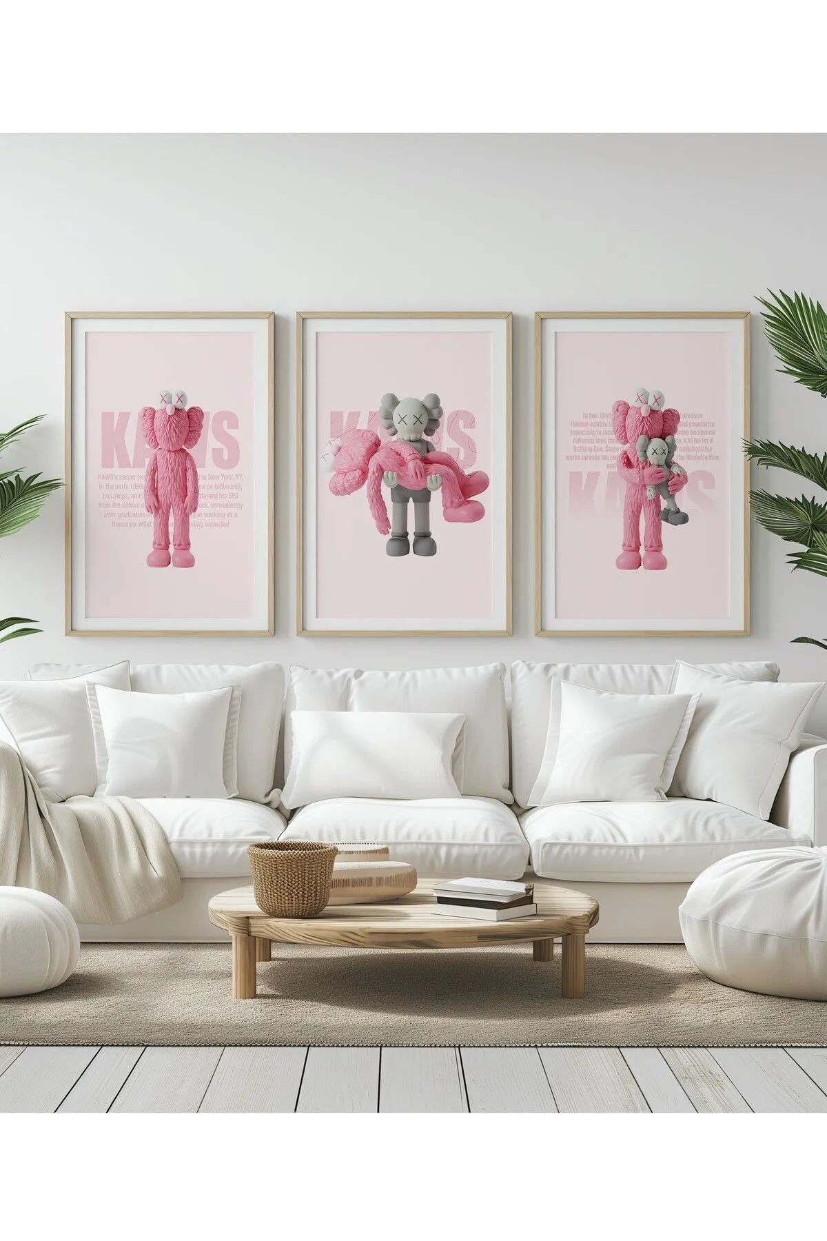 Pembe Kaws Oyuncak 3'lü Poster Seti