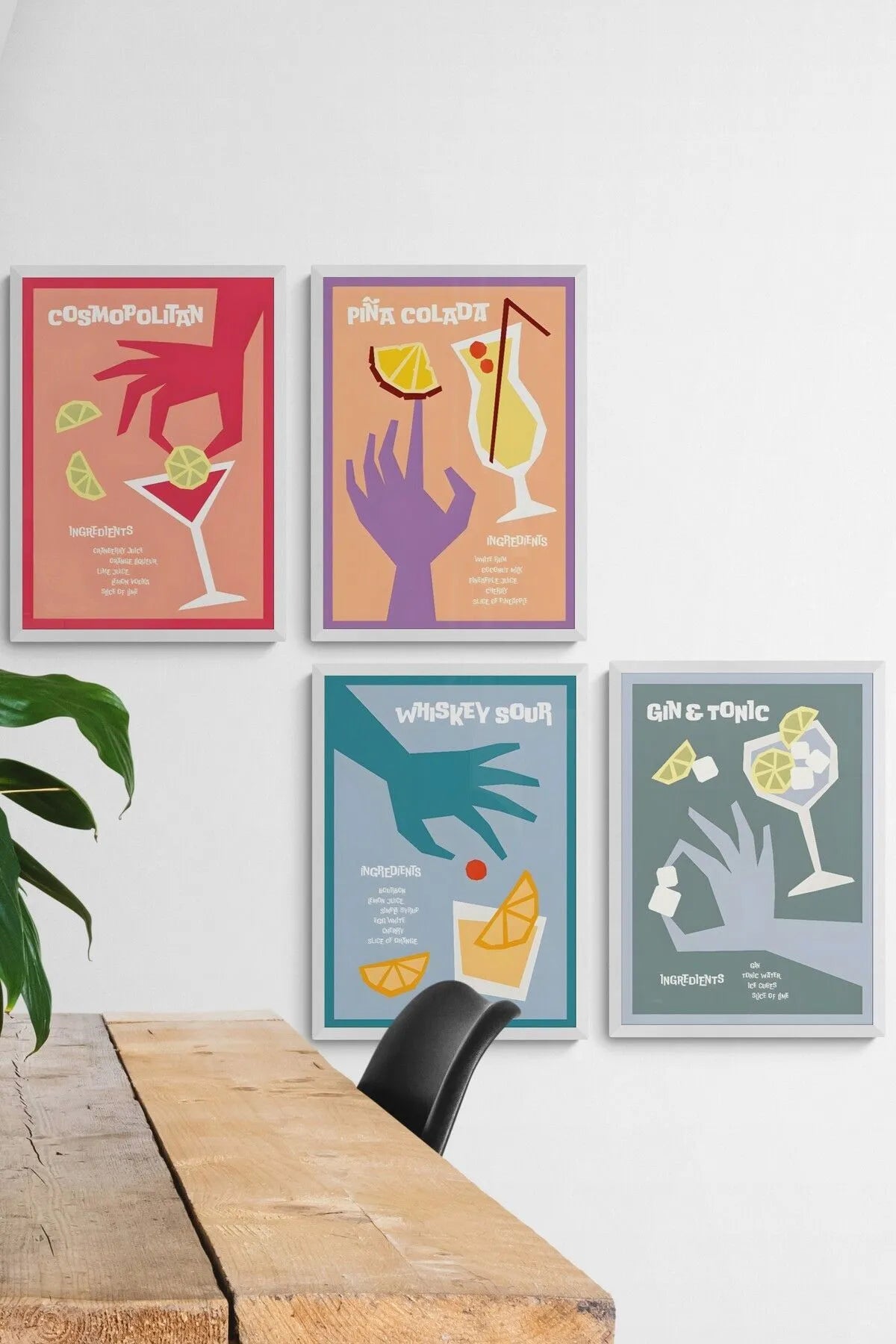 Özel Kokteyller Estetik 4'lü Poster Seti