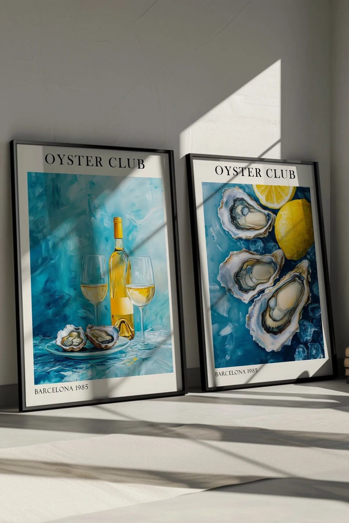 İstiridye Kulübü - Yağlı Boya Tarzında 2'li Modern Şık Poster Seti