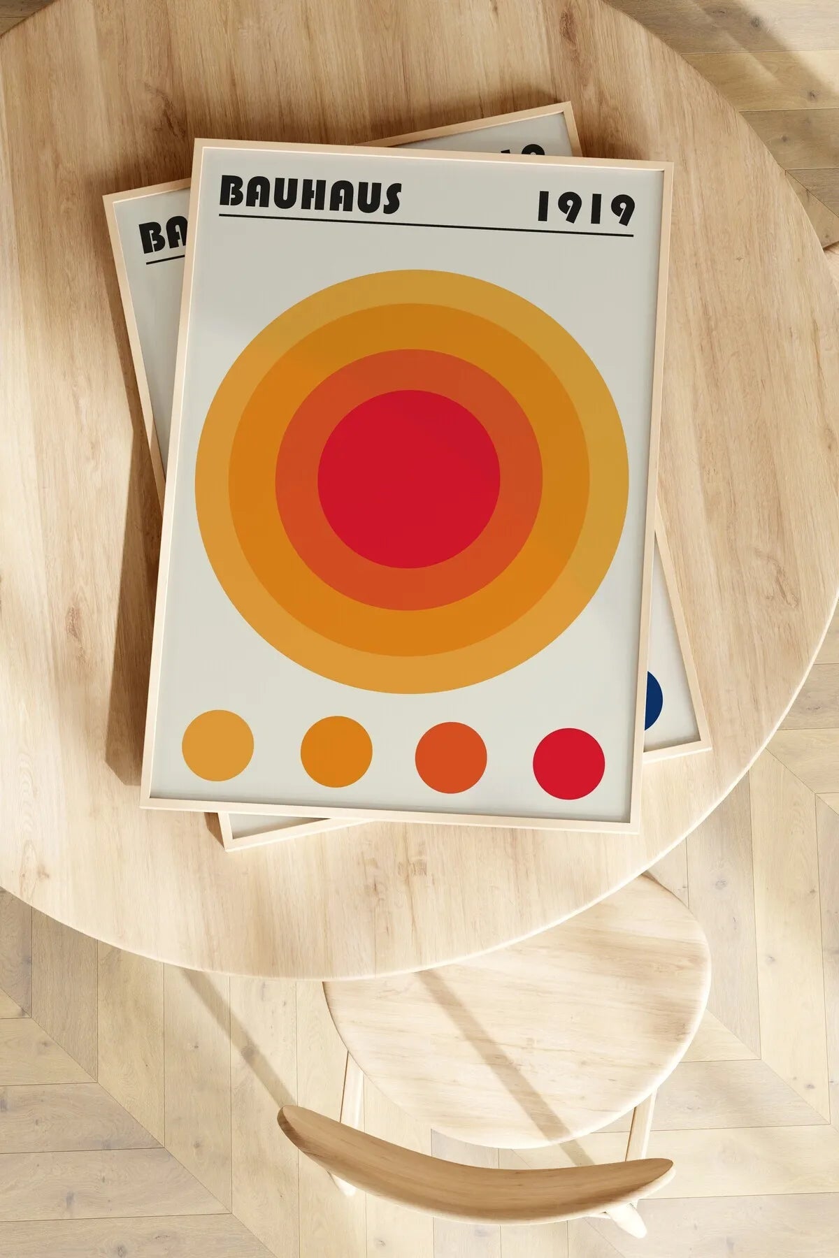 [Bauhaus] Turuncu Temalı Modern Estetik 3'lü Poster Seti