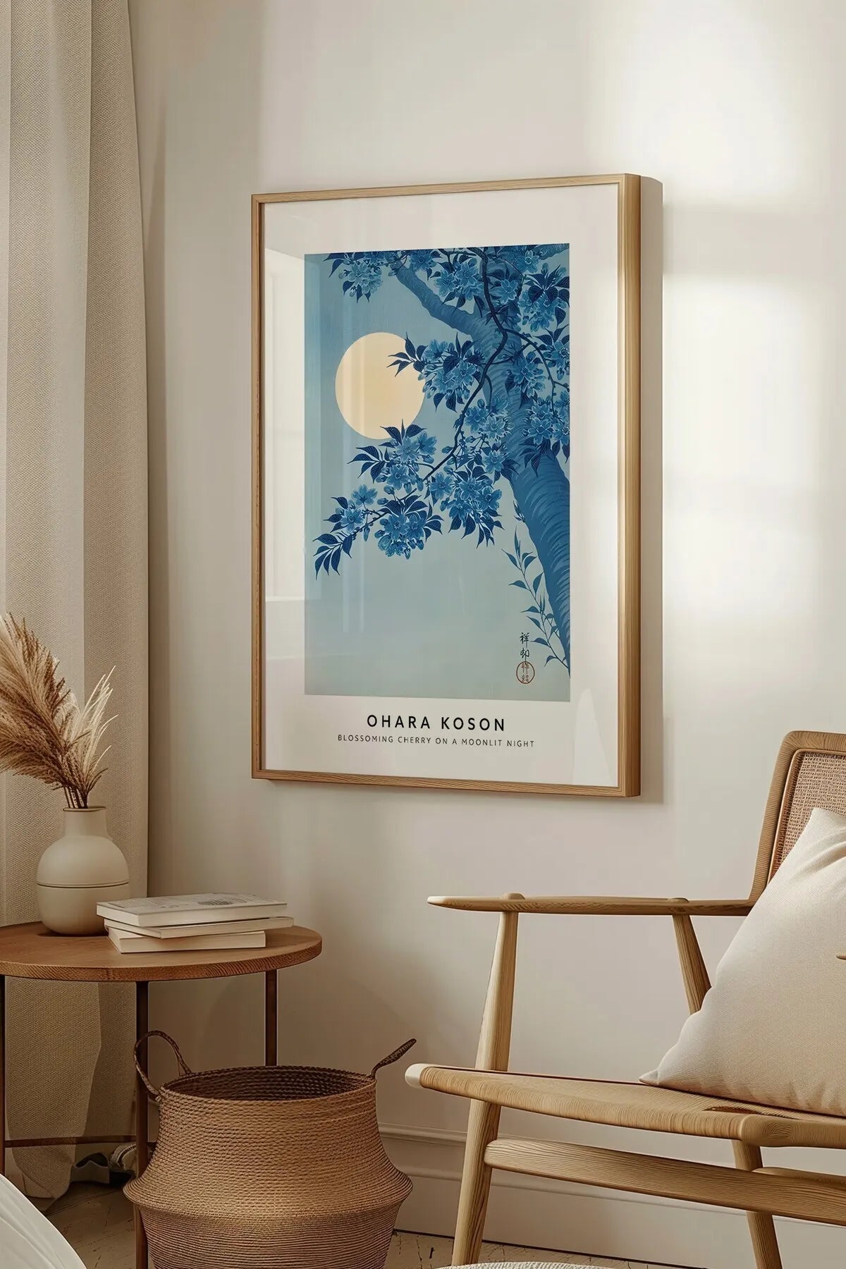 Ohara Koson Canlı Mavi Tonları Soft 2'li Şık Poster Seti
