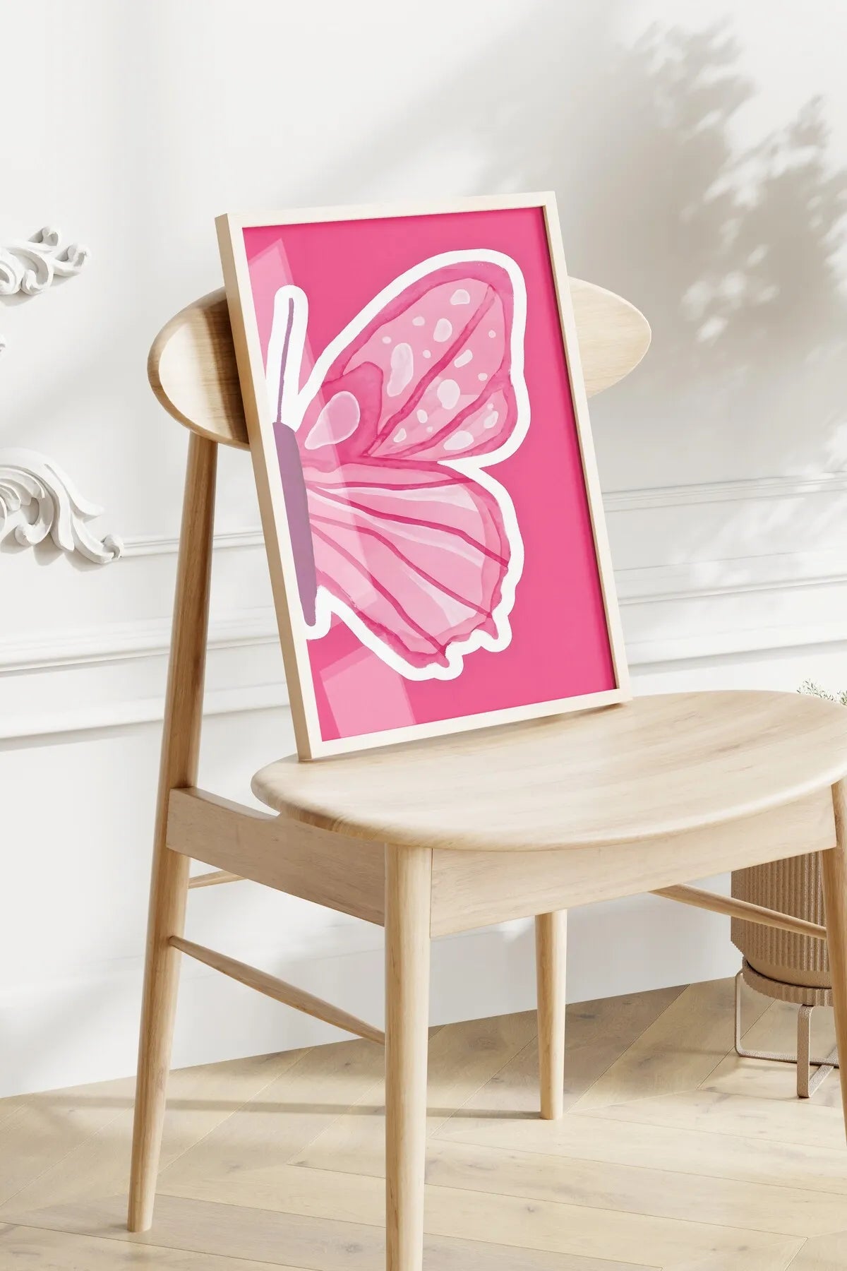 Pembe Sevimli Kelebek 2'li Estetik Poster Seti