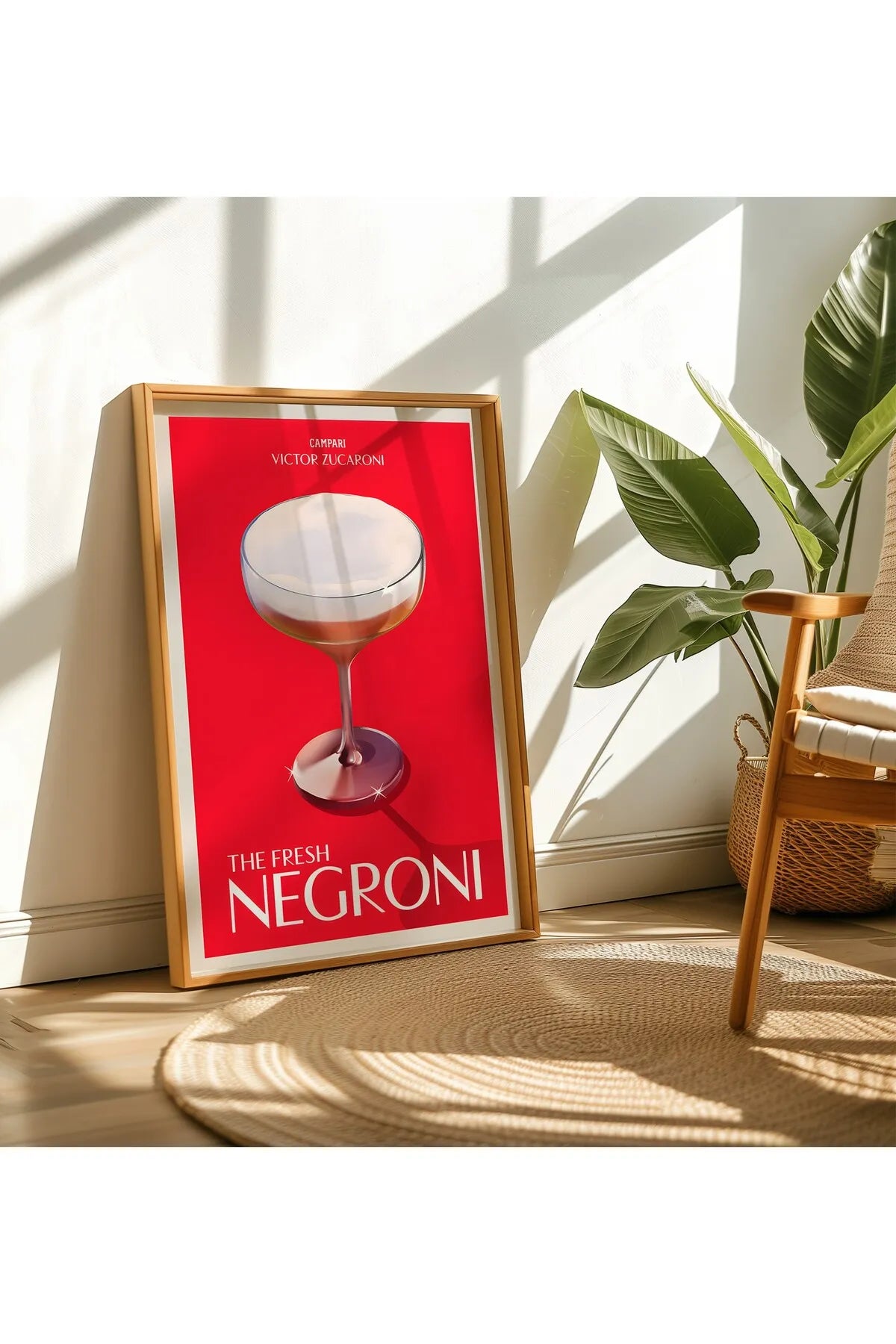 Canlı Renkli Negroni Kokteyller 3'lü Estetik Tablo Seti