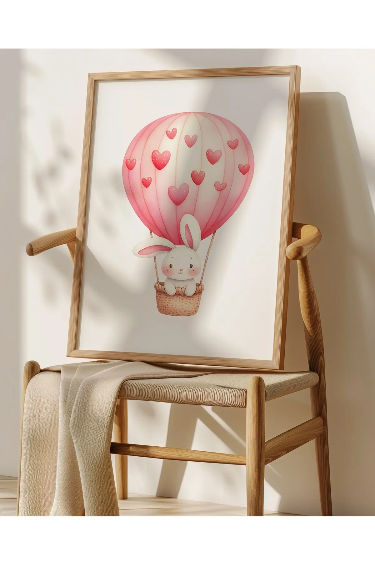Pudra Pembesi Balon ve Tavşan 3'lü Poster Seti