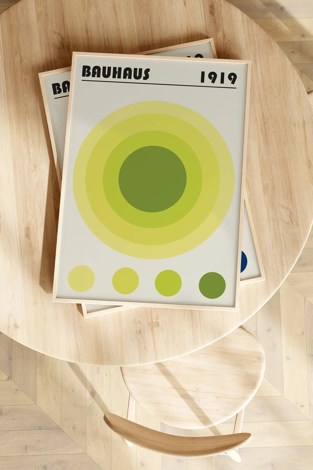 [Bauhaus] Açık Yeşil Temalı Modern Estetik 3'lü Poster Seti