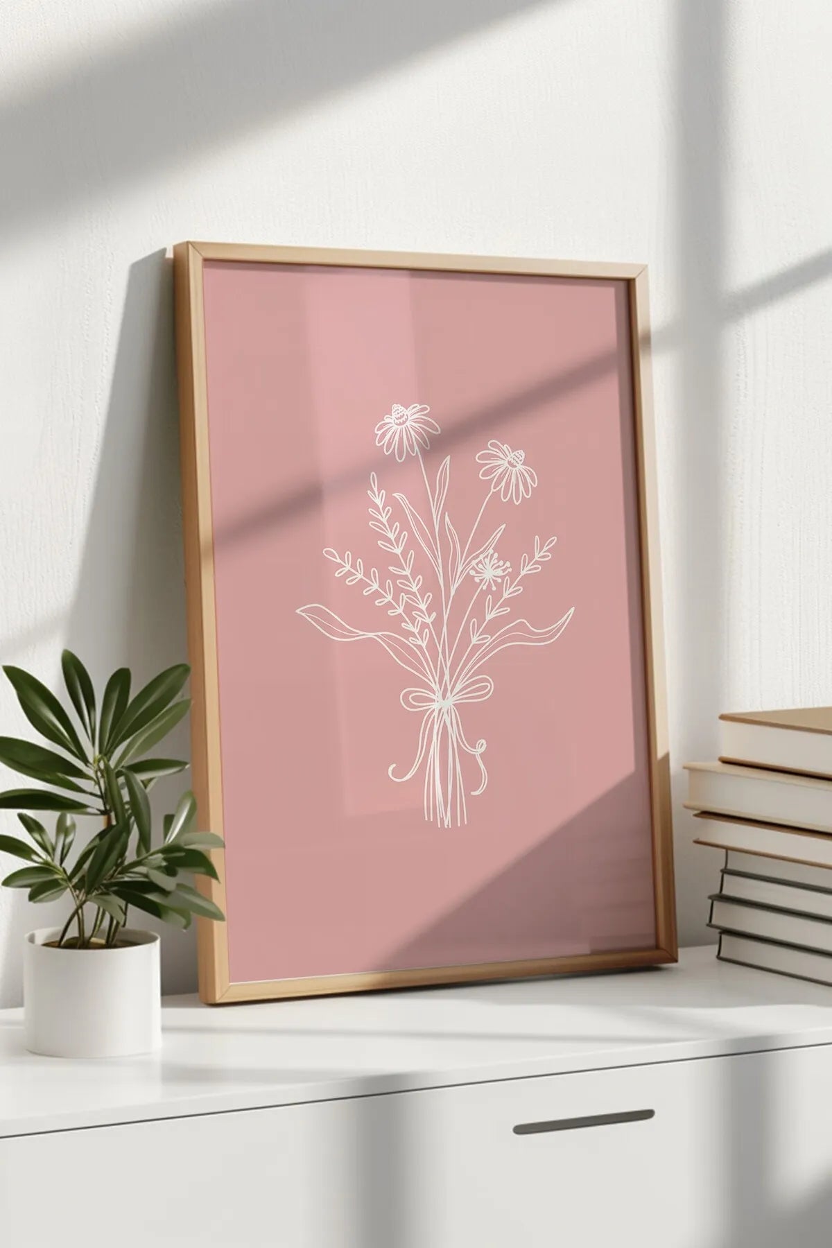 Pembe Çiçekler Botanik Temalı 3'lü Şık Poster Seti
