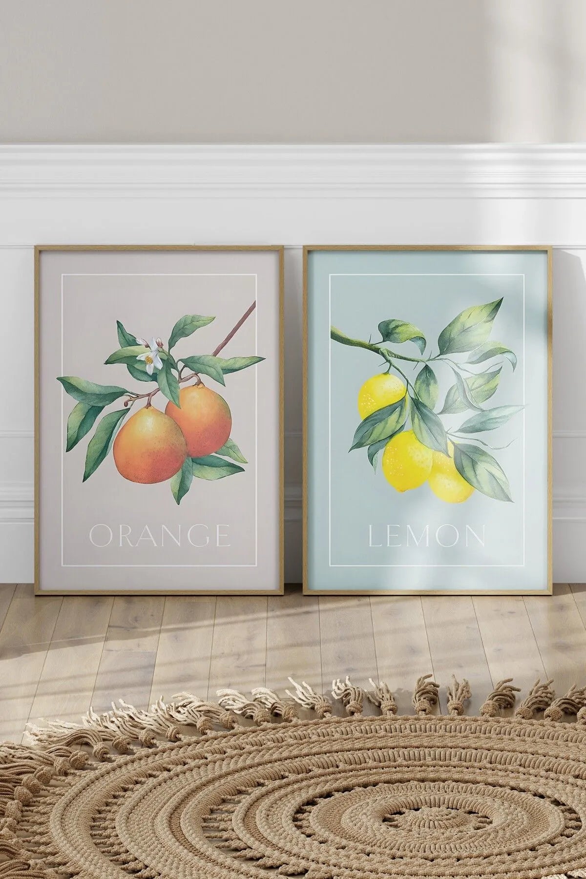Lemon & Orange - 2'li Modern Meyve Poster Seti