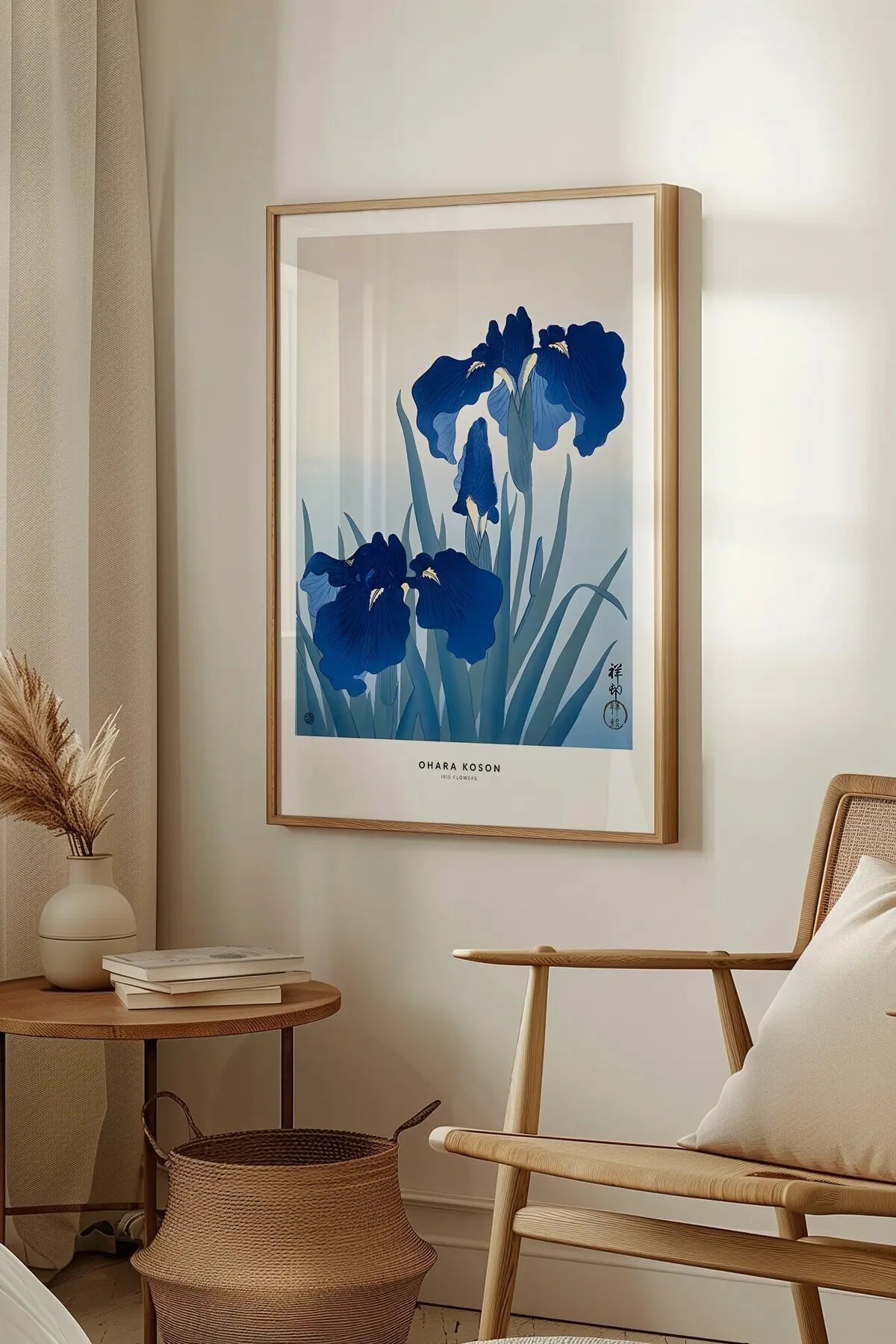 Ohara Koson Canlı Mavi Tonları Soft 2'li Şık Poster Seti