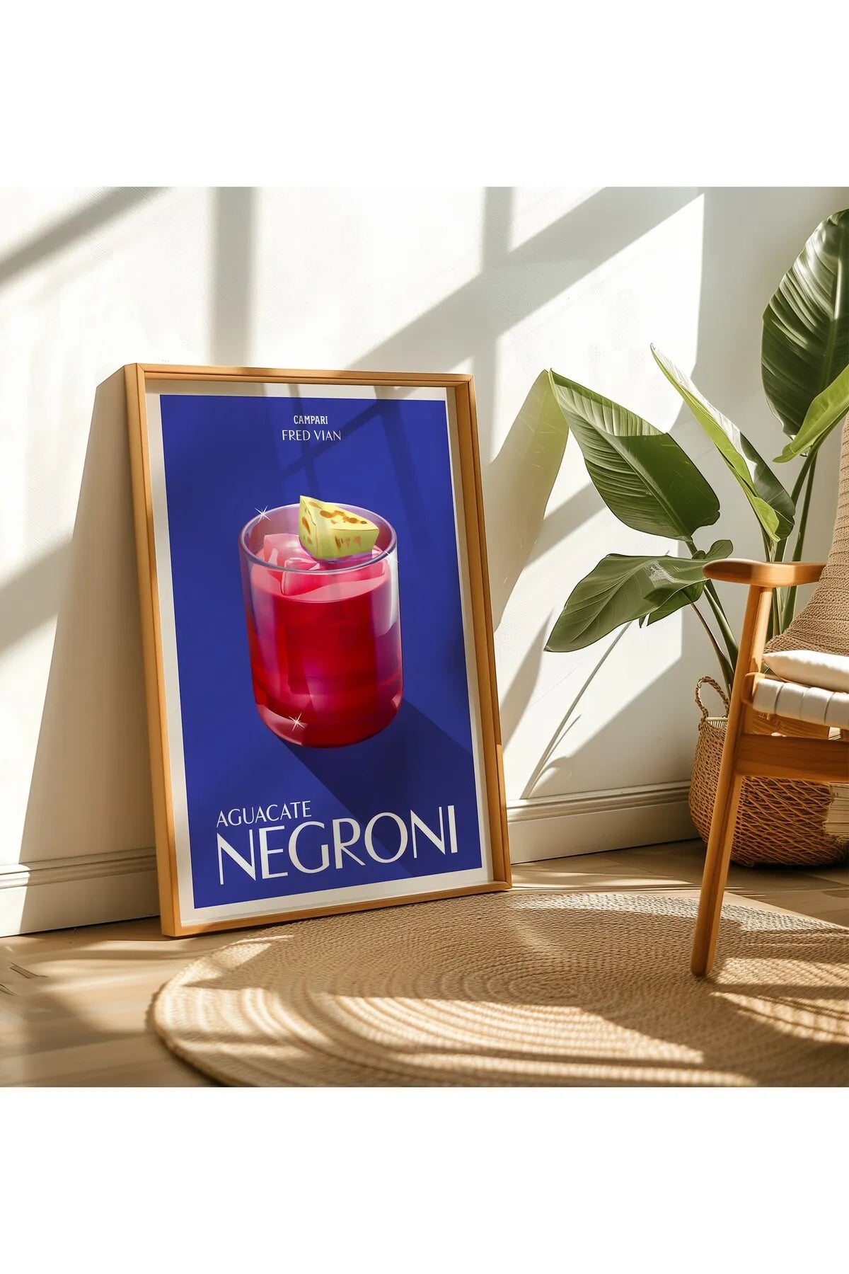 Canlı Renkli Negroni Kokteyller 3'lü Estetik Tablo Seti