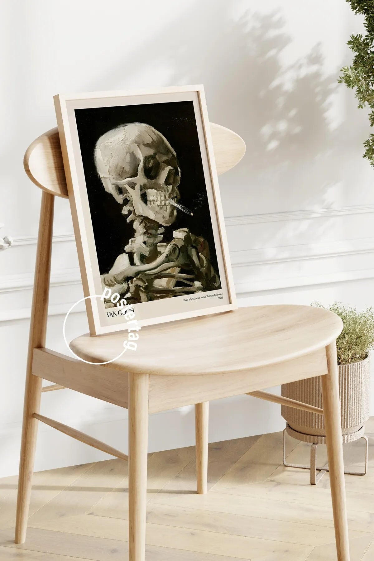 Head Of a Skeleton With a Burning Cigarette [Van Gogh] - Modern Estetik Tablo