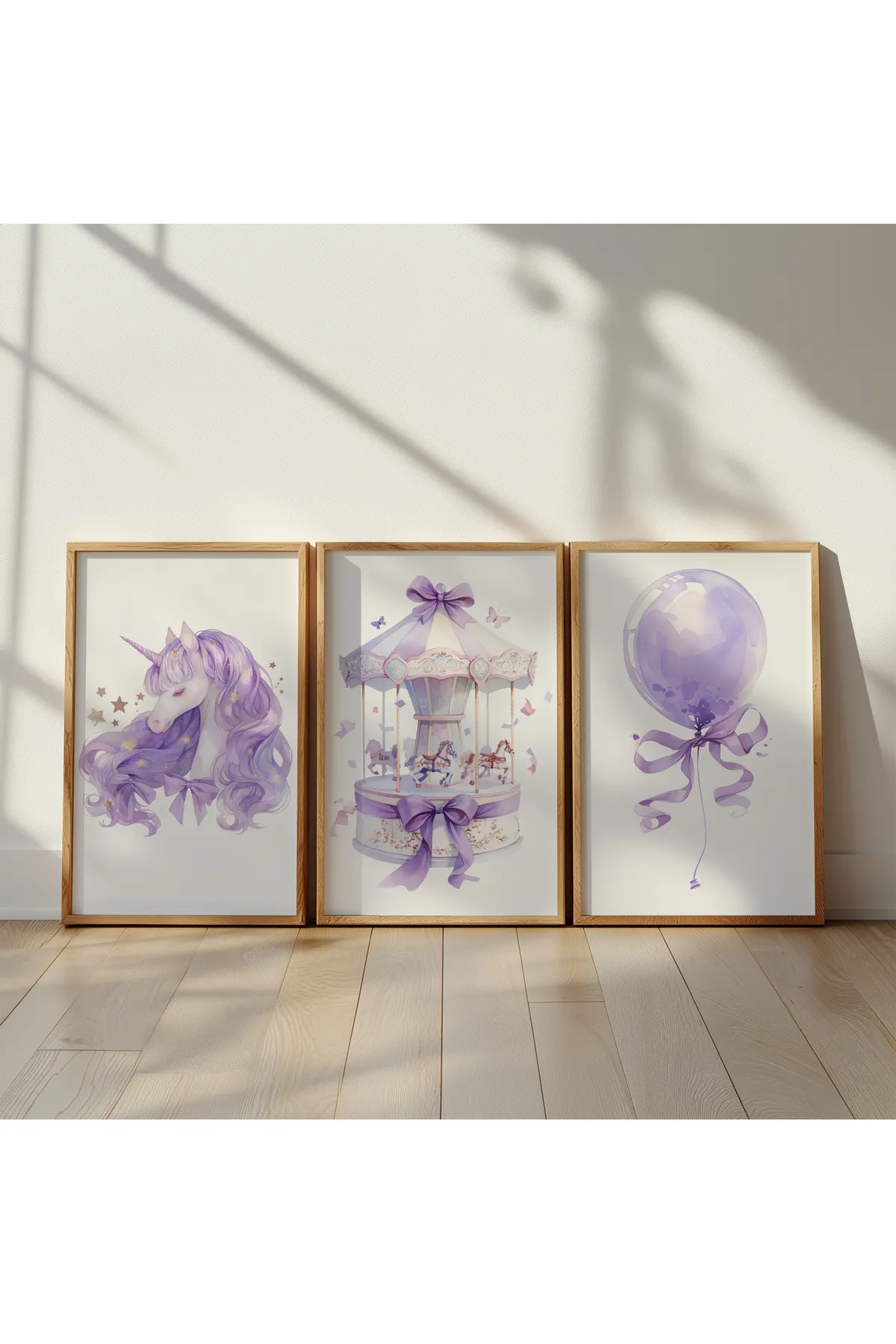 Lavanta Moru Unicorn 3'lü Poster Seti