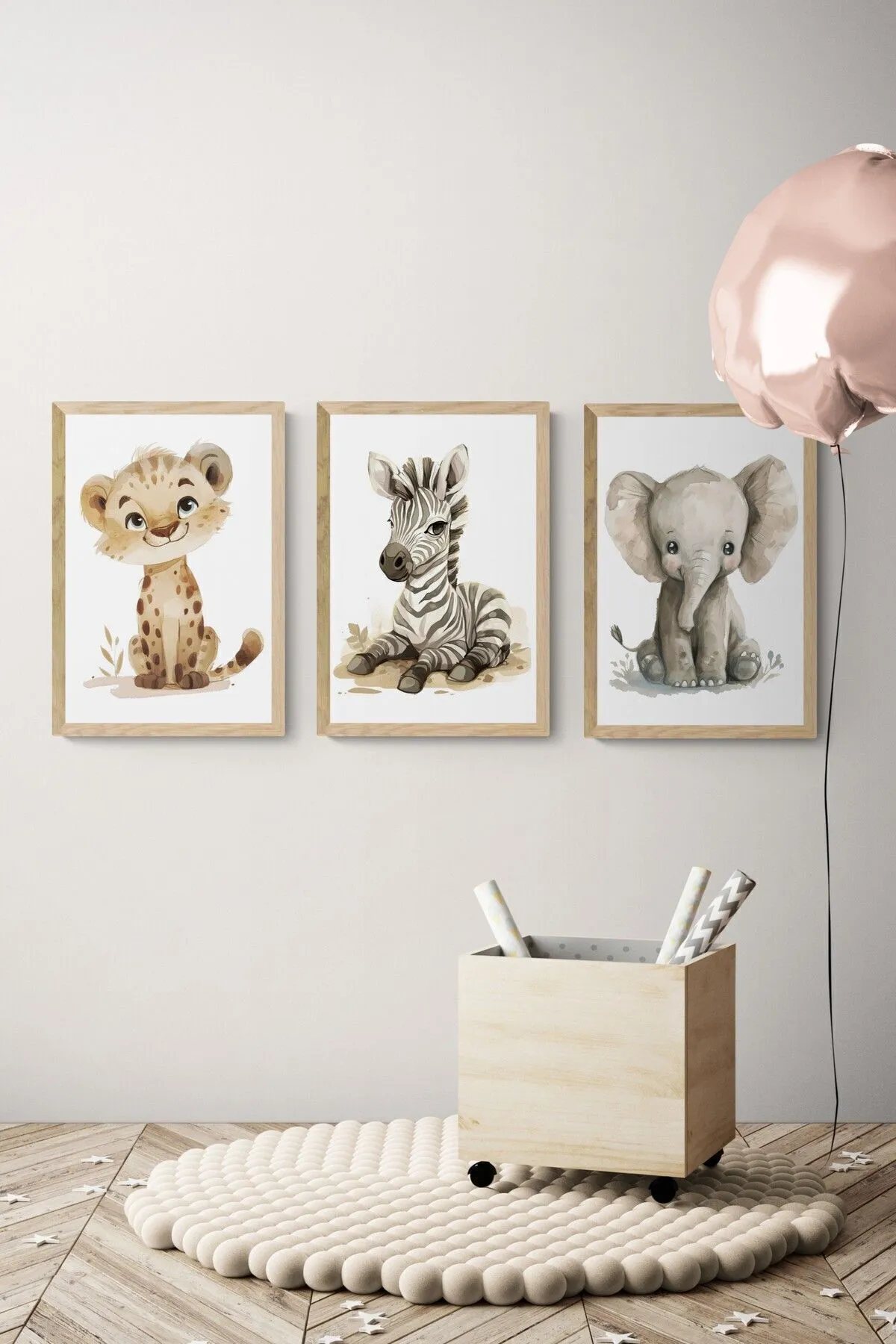 Safari Hayvan Tasarımlı 3'lü Poster Seti