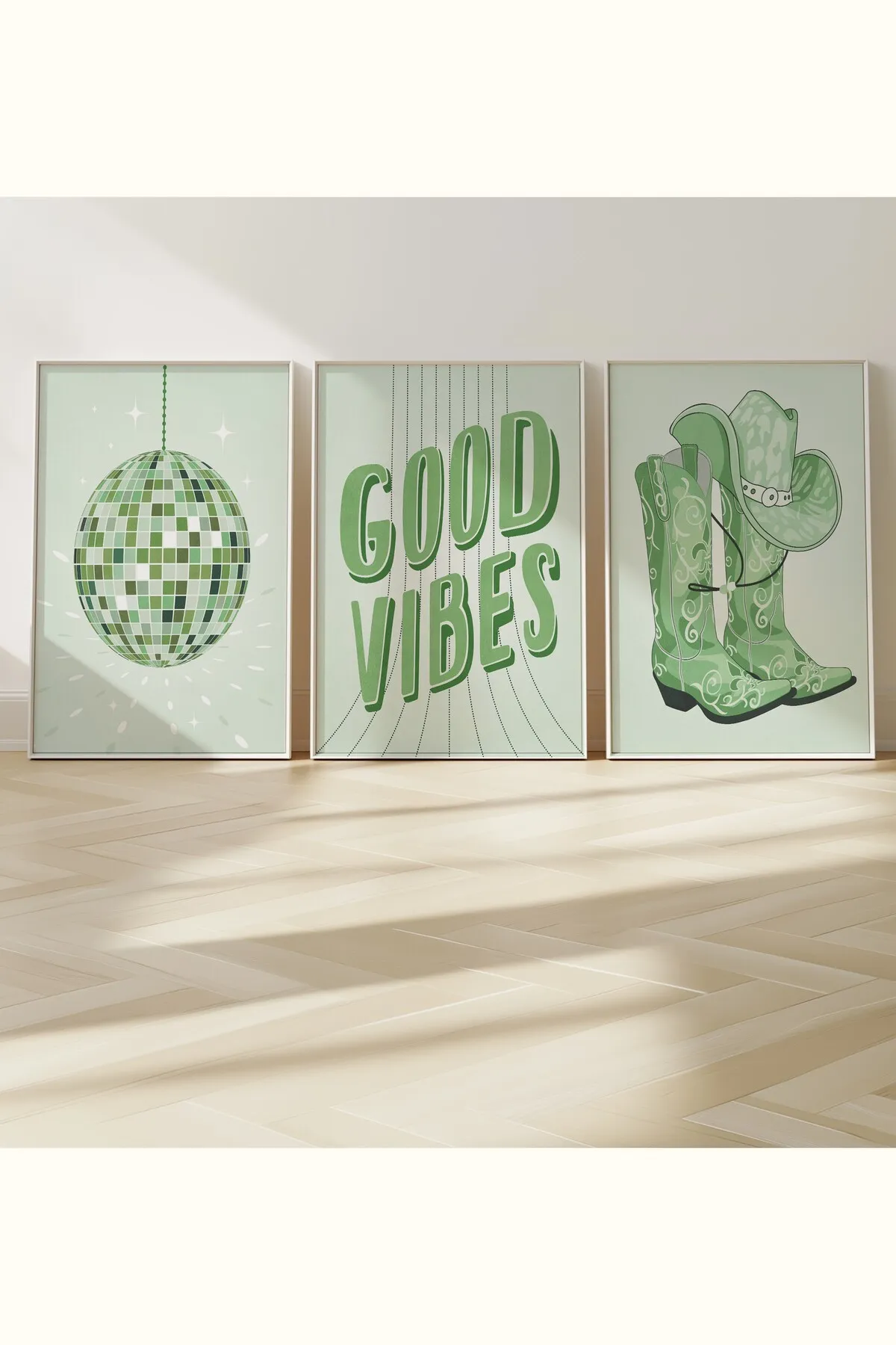 Adaçayı Yeşili Kovboy Temalı 3'lü Poster Seti