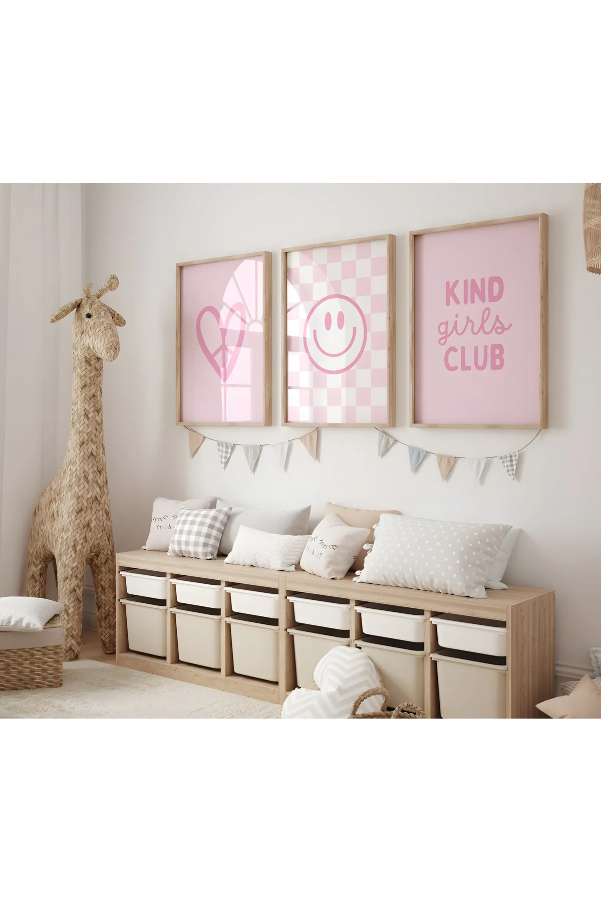 Pembe Pozitif Enerji Temalı 3'lü Poster Seti