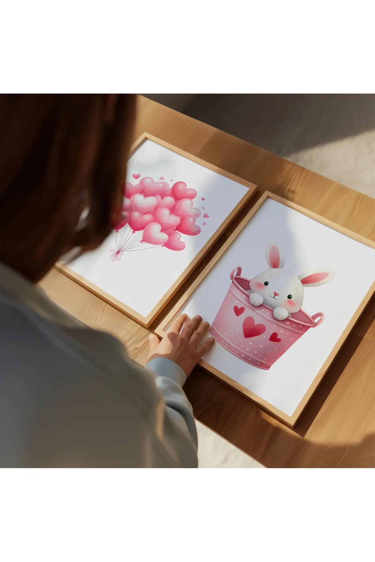 Pudra Pembesi Balon ve Tavşan 3'lü Poster Seti