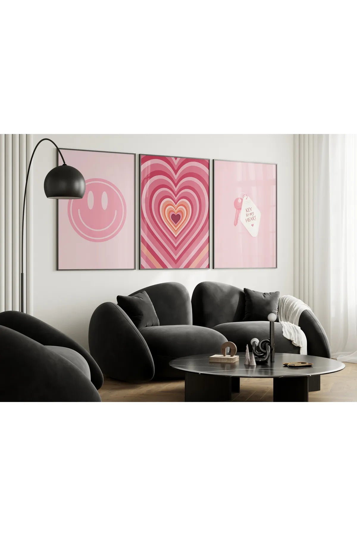 Pembe Pozitif Gifler 3'lü Estetik Poster Seti