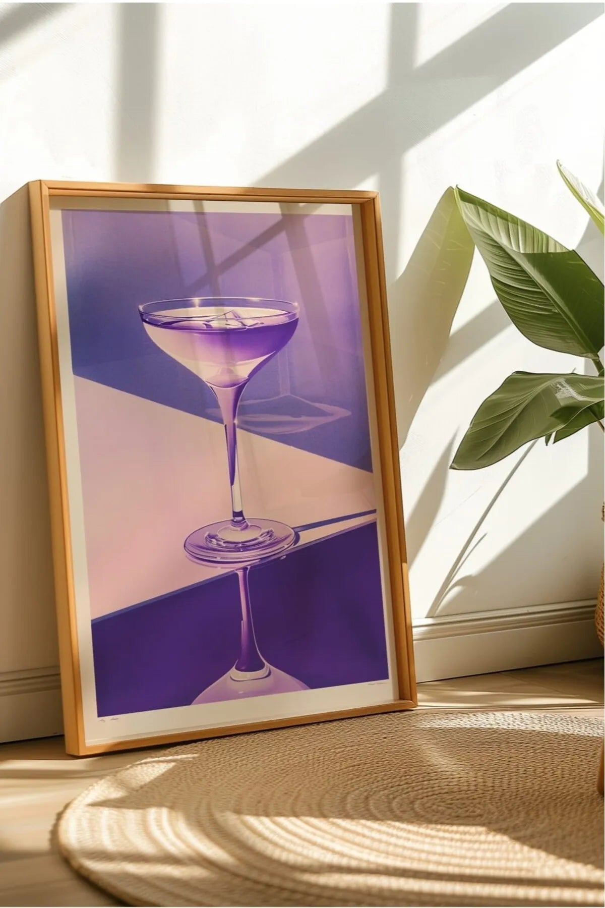 Eflatun Temalı  Vintage Tarzı Modern Kokteyl Tablosu