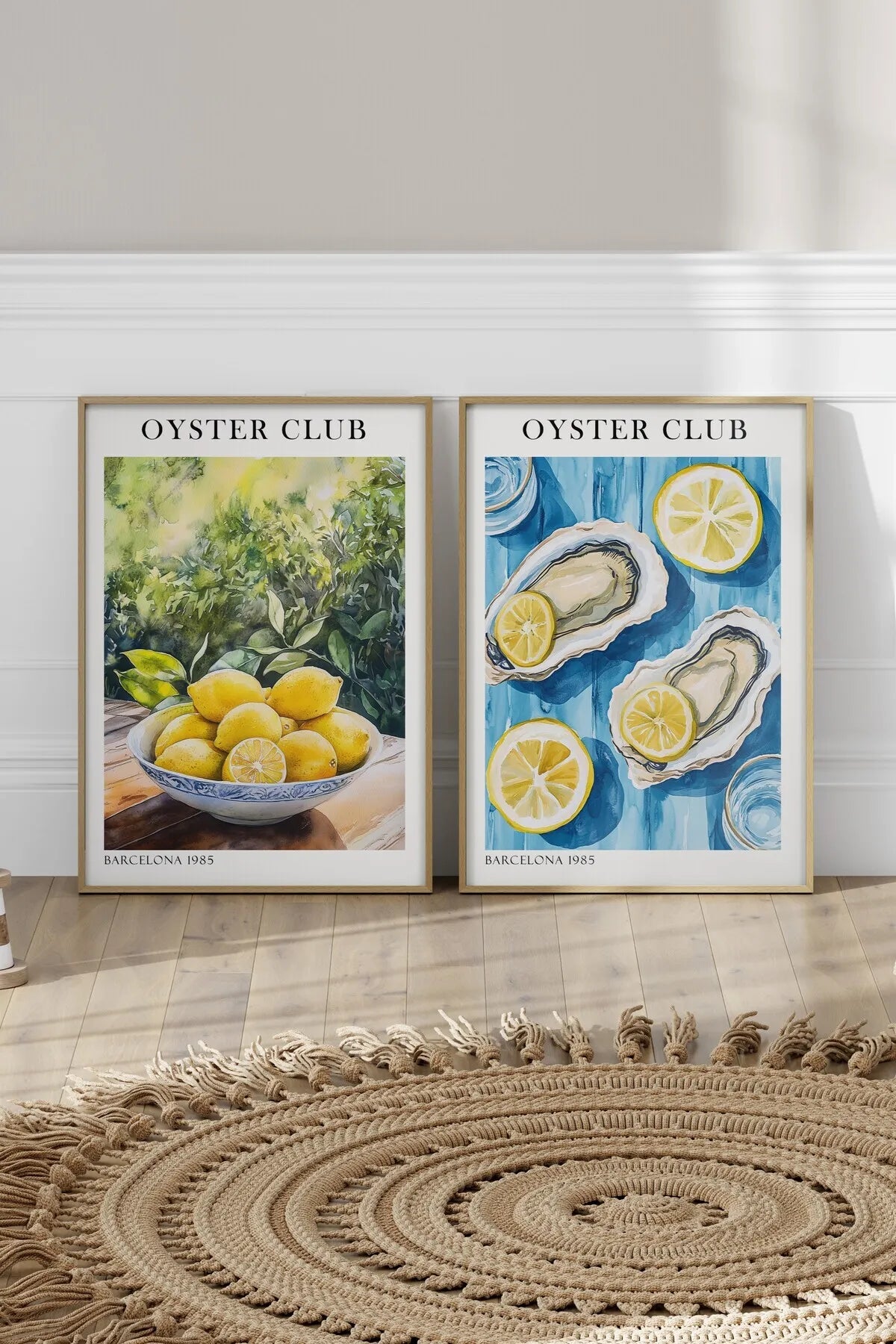 İstiridye Kulübü - Yağlı Boya Tarzında 2'li Modern Şık Poster Seti