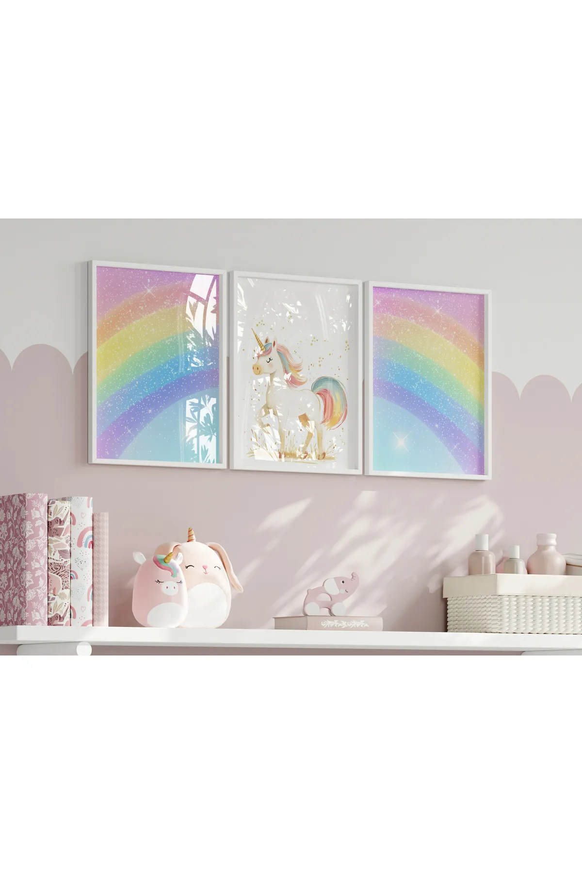 Tatlı Unicorn ve Gökkuşağı 3'lü Poster Seti