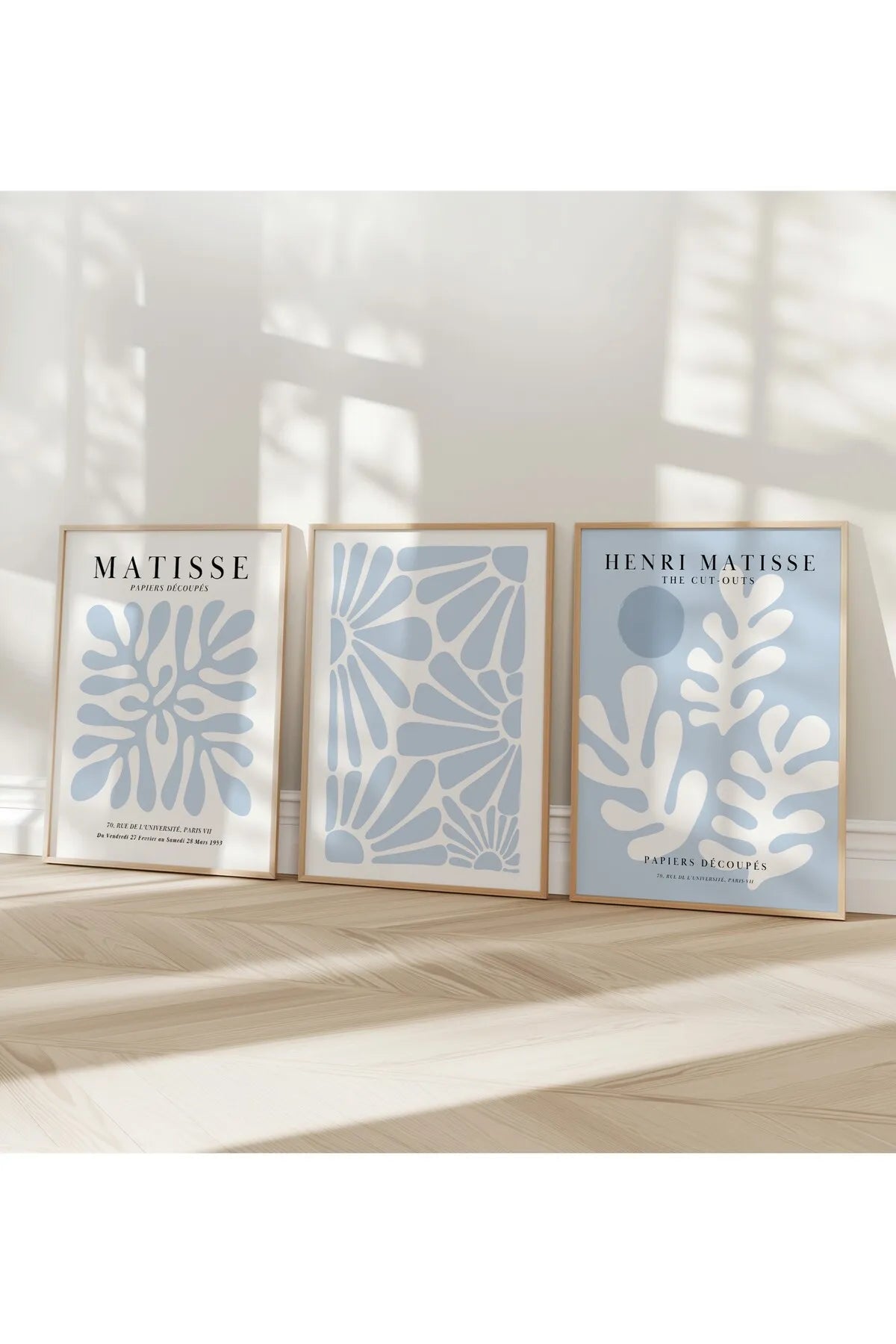 [Henri Matisse] Buz Mavisi Botanik Temalı 3'lü Poster Seti