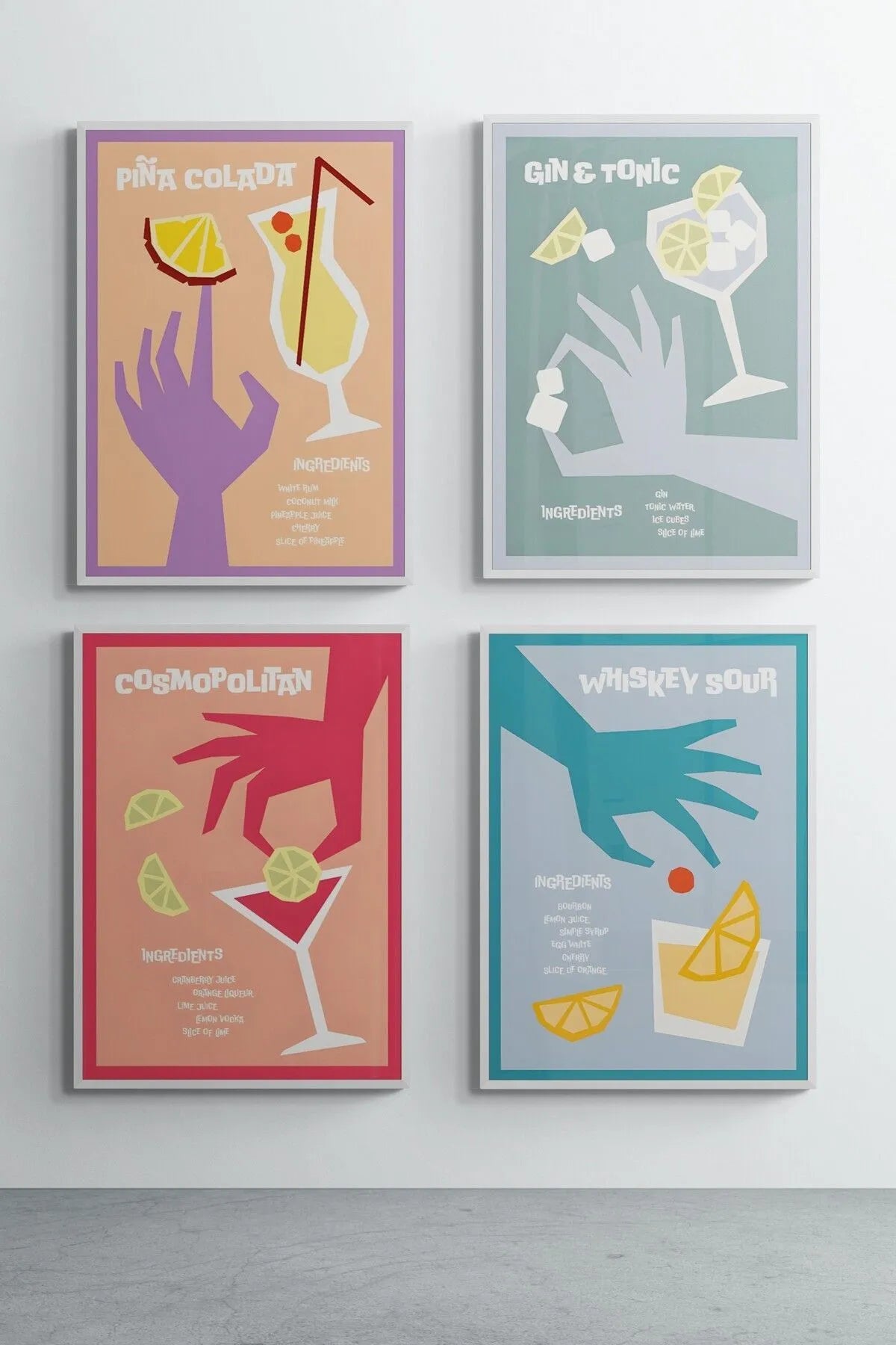 Özel Kokteyller Estetik 4'lü Poster Seti