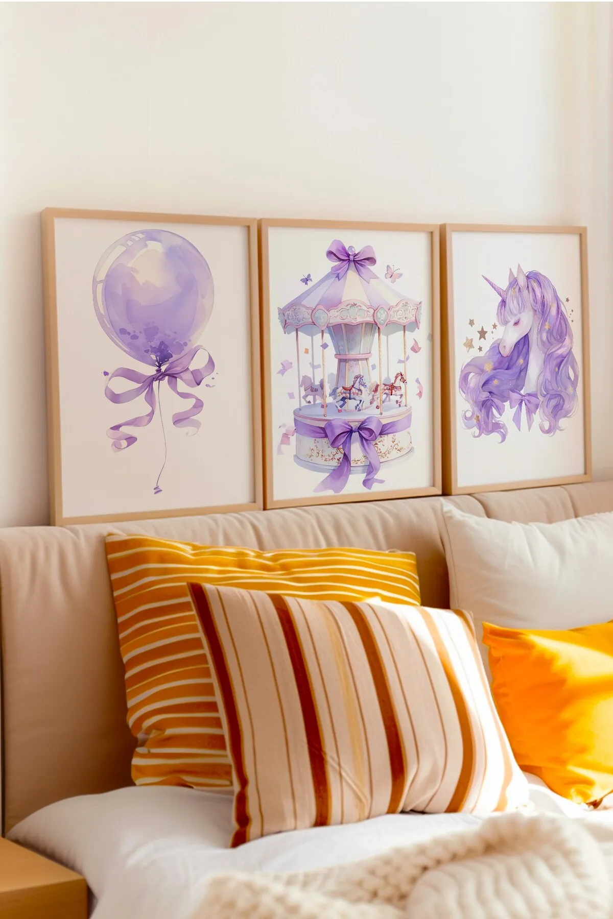Lavanta Moru Unicorn 3'lü Poster Seti