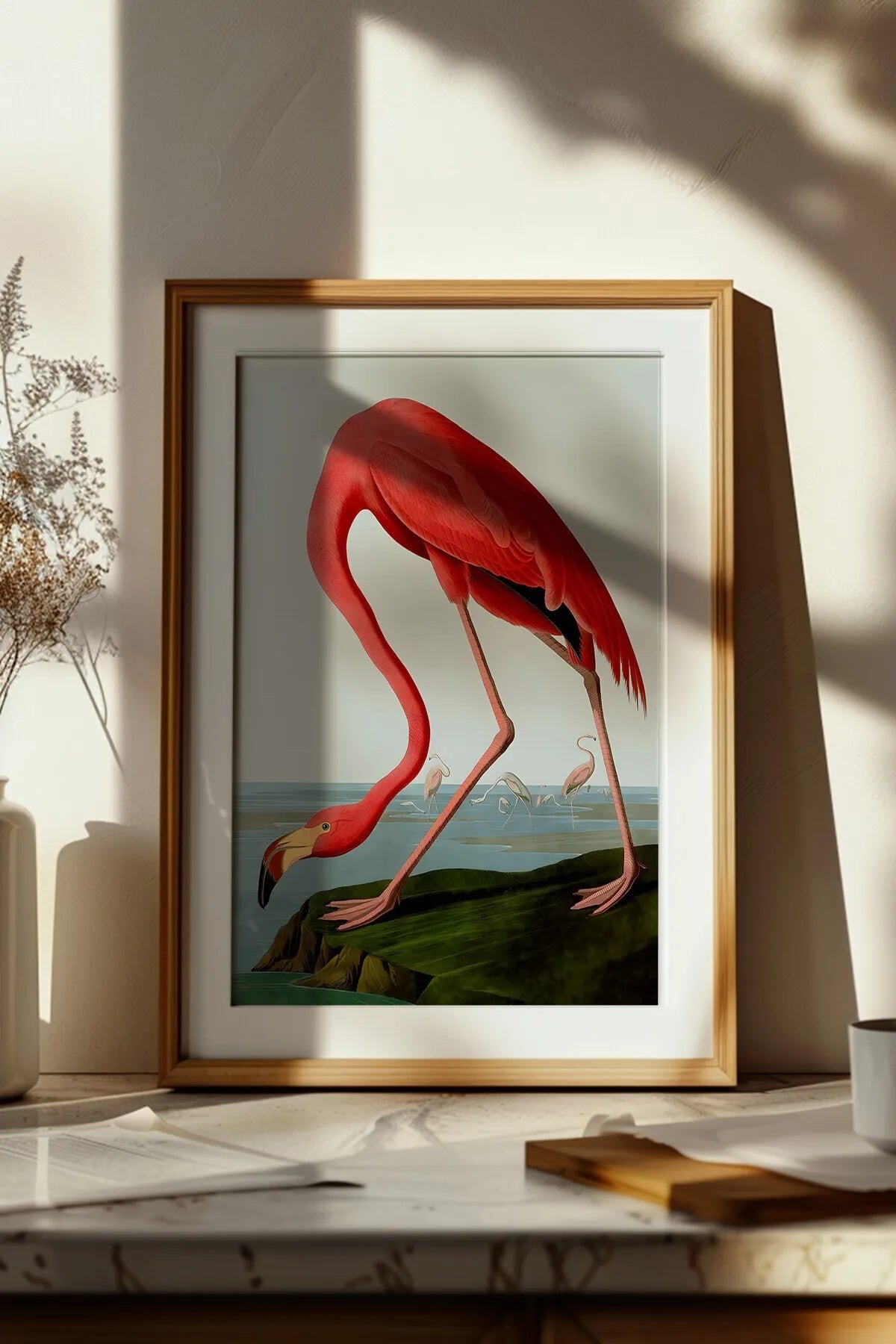 Flamingo Vintage Tarzda Estetik Hayvan Tablosu