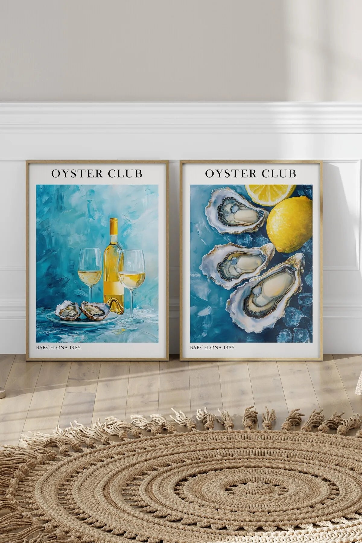İstiridye Kulübü - Yağlı Boya Tarzında 2'li Modern Şık Poster Seti