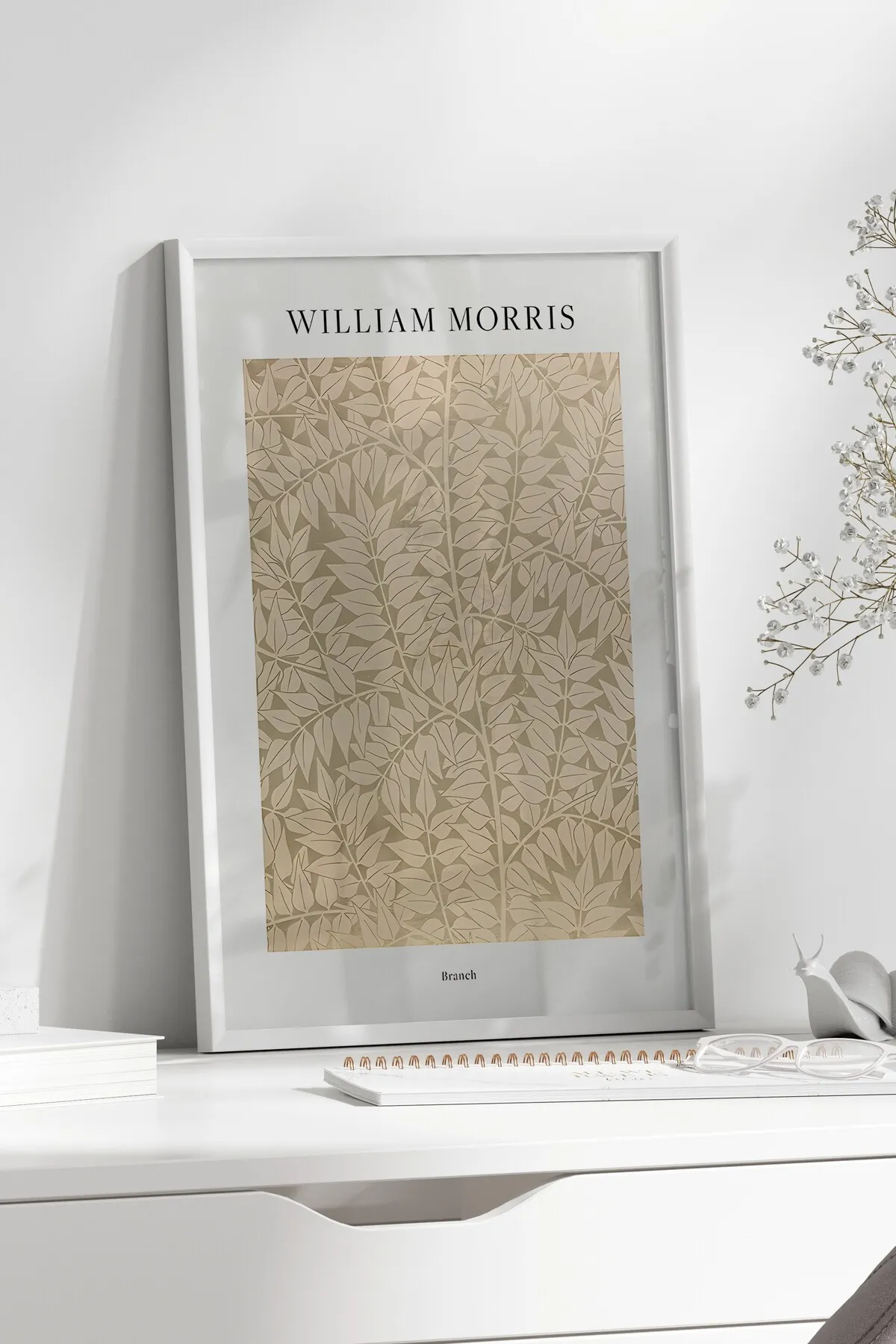 Branch [William Morris] - Botanik Temalı Haki Duvar Tablosu