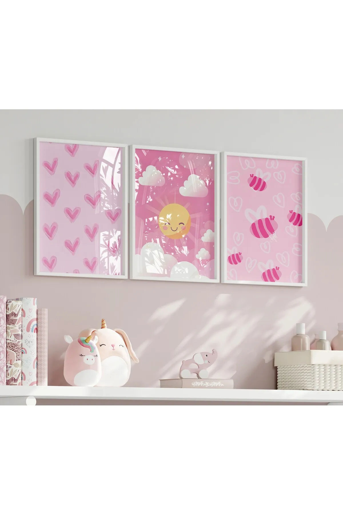 Sevimli ve Estetik Pembe Temalı 3'lü Poster Seti