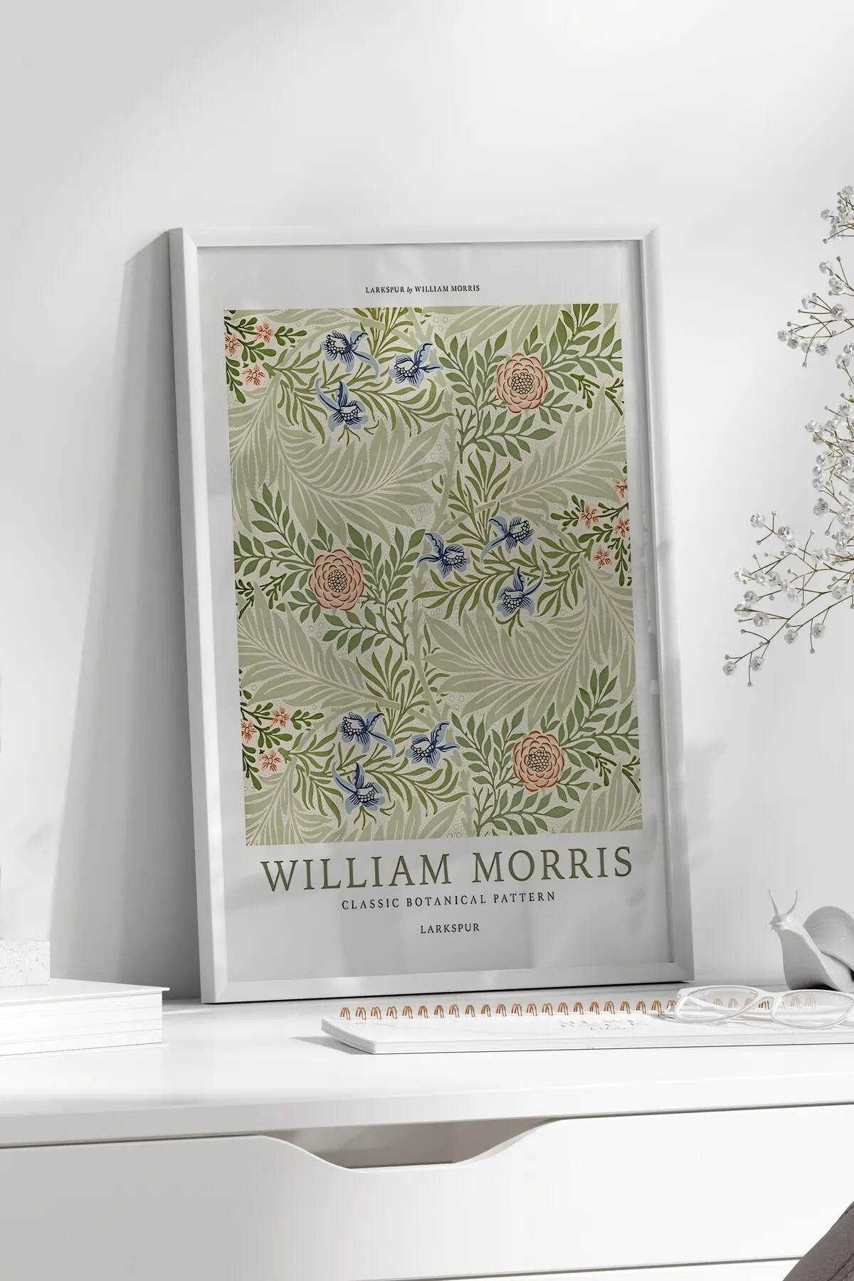 Larkspur Clasic Bothenical [William Morris] - Botanik Temalı Duvar Tablosu