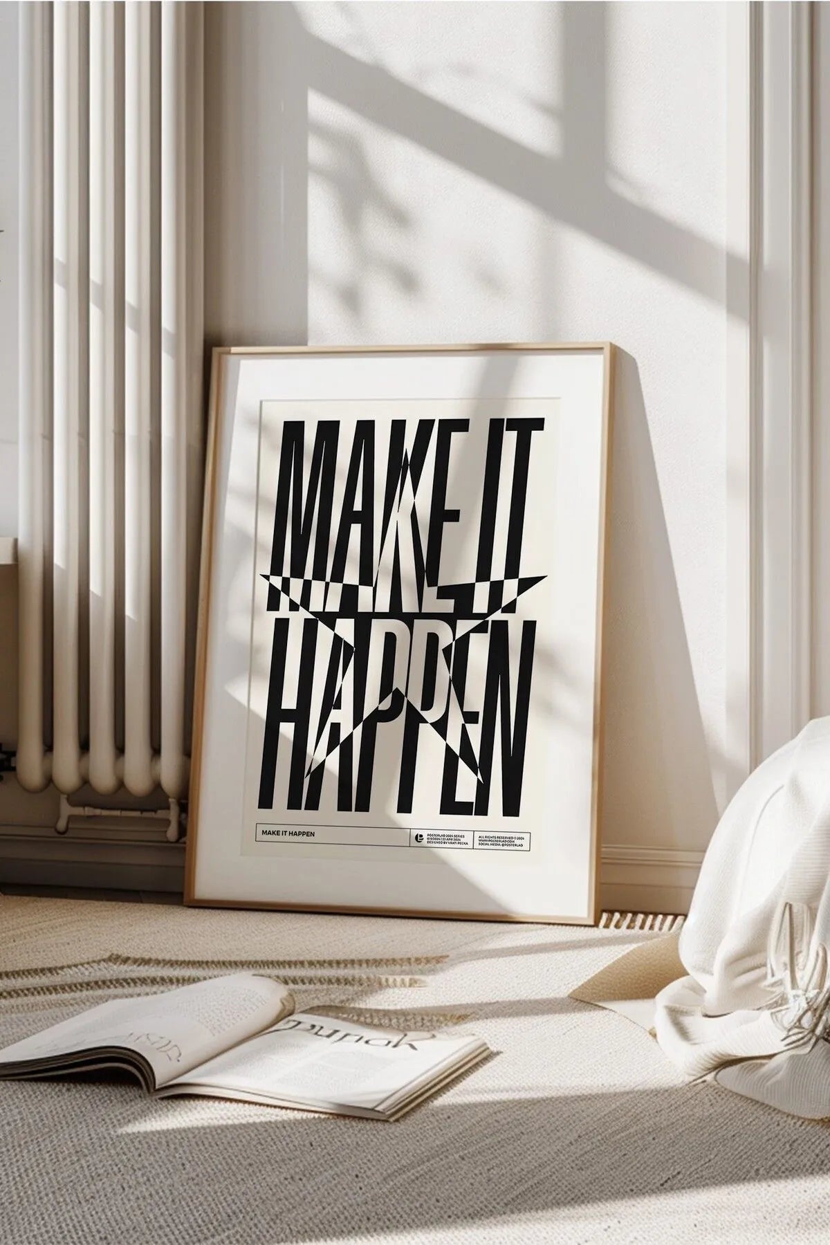 MAKE IT HAPPEN Minimalist Estetik İlllüstrasyon Posteri
